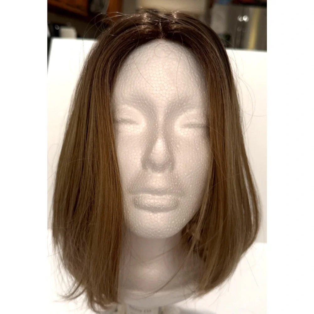 Natural Ash Brown‎ Shoulder-Length Wig Straight Medium-Length Fiber Wig w/stand